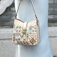 Load image into Gallery viewer, Bohemian Geometric Embroidered Genuine Leather Hobo Bag