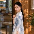 Load image into Gallery viewer, New Chinese Style Blue Shawl Long Scarf Mulberry Silk Square Scarf