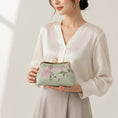 Carica l'immagine nel visualizzatore della galleria, Chinoiserie Luxury Light Green Suzhou Embroidery Floral Mulberry Silk Frame Handbag