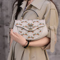 Load image into Gallery viewer, Floral Wave Embroidered Genuine Leather Top Handle Satchel Bag