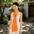 Load image into Gallery viewer, Luxury Handcrafted Suzhou Embroidery Mulberry Silk Scarf—Orange Pomegranate Motif