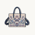 Load image into Gallery viewer, Heritage Baoxiang Navy Leather Trim Embroidery Tote Bag