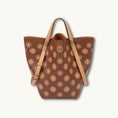 Load image into Gallery viewer, Embroidered Genuine Leather Bucket Tote Bag with Adjustable Strap