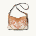 Load image into Gallery viewer, Artisan Hand-Embroidered Leather Floral Crossbody Bag with Chain Detail