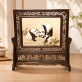 Load image into Gallery viewer, Chinese Panda Family Suzhou Embroidery Table Screen - Handcrafted Blackwood Frame