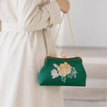 Load image into Gallery viewer, Chinoiserie Luxury Green Suzhou Embroidery Floral Mulberry Silk Frame Handbag