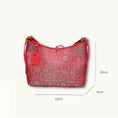 Carica l'immagine nel visualizzatore della galleria, SinoCrafted red Bada Halo Song brocade shoulder bag with genuine leather trim and strap
