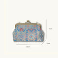 Load image into Gallery viewer, Luxury Chinese Blue Song Brocade Silk Frame Handbag with Traditional Scroll Motif