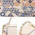 Load image into Gallery viewer, Vintage Architectural Print Box Bag with Gold Chain Double Strap