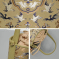 Carica l'immagine nel visualizzatore della galleria, SinoCrafted Crane and Deer Song brocade bucket bag in mulberry silk with genuine leather trim