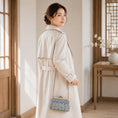 Load image into Gallery viewer, Luxury Chinese Blue Song Brocade Silk Frame Handbag with Traditional Scroll Motif