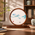 Load image into Gallery viewer, Museum-Quality Handcrafted Silk Suzhou Double-Sided Embroidery Ornament — Moonrise Over the Sea: A Thousand Miles of Rivers and Mountains