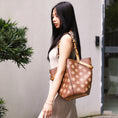 Load image into Gallery viewer, Embroidered Genuine Leather Bucket Tote Bag with Adjustable Strap