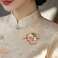 Load image into Gallery viewer, Heritage Ronghua Pink Brooch Handcrafted Enamel Floral Pin with Pearl Drop