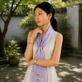 Load image into Gallery viewer, Heritage Persimmon Motif Su Embroidery Mulberry Silk Scarf — "Lunar Harvest"