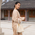Load image into Gallery viewer, Luxury Dunhuang Scroll Vine Leather Bucket Bag Chinese Suzhou Embroidery Shoulder Bag