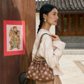 Load image into Gallery viewer, Oriental Luxury Embroidered Leather Tote Bag with Tang Dynasty Baoxiang Flower Motif