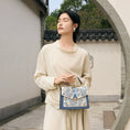 Load image into Gallery viewer, Luxury Handmade Suzhou Embroidery Leather Handbag with Geometric Pattern