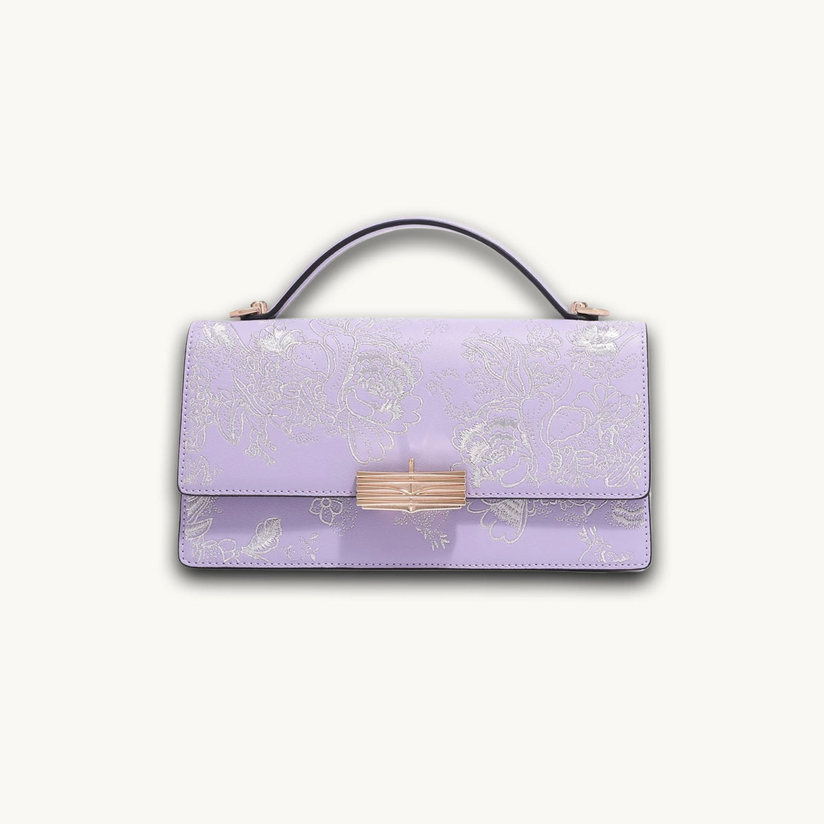 Luxury Handcrafted Iris Flower Chinese Embroidery Genuine Leather Handbag