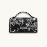 Luxury Handcrafted Iris Flower Chinese Embroidery Genuine Leather Handbag
