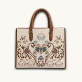 Luxury Handcrafted Dunhuang Chinese Embroidery Leather Tote Bag