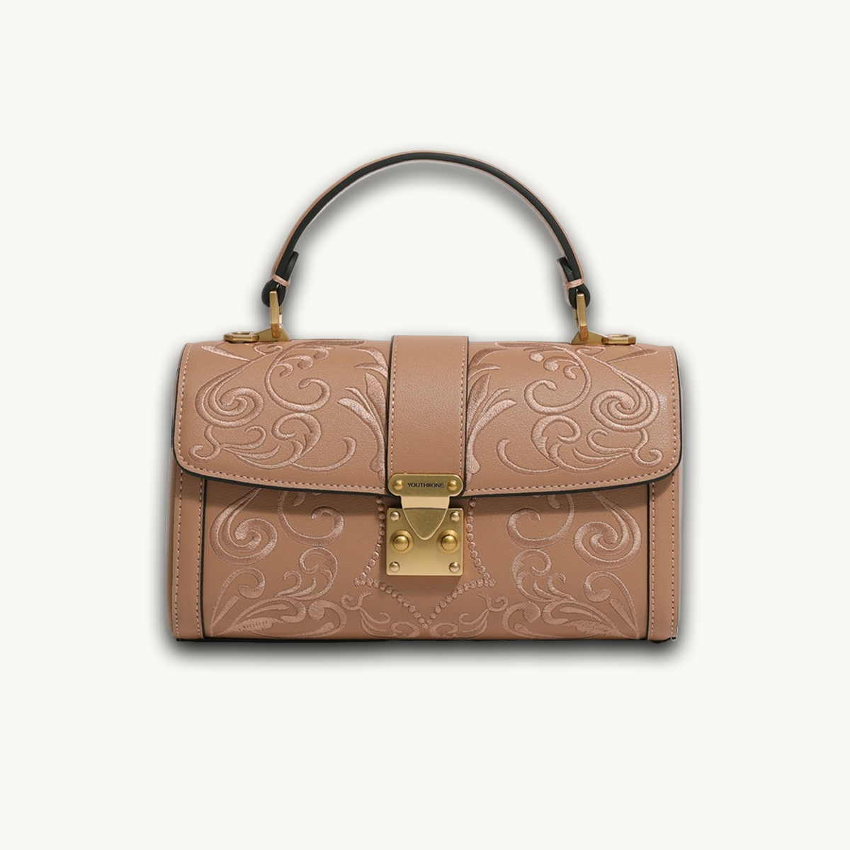Bolso bandolera de cuero con bordado de Suzhou y motivos de nubes de Dunhuang, lujoso y hecho a mano