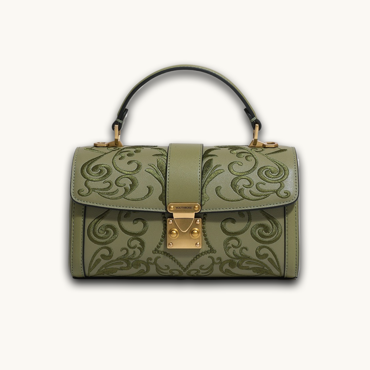 Bolso bandolera de cuero con bordado de Suzhou y motivos de nubes de Dunhuang, lujoso y hecho a mano