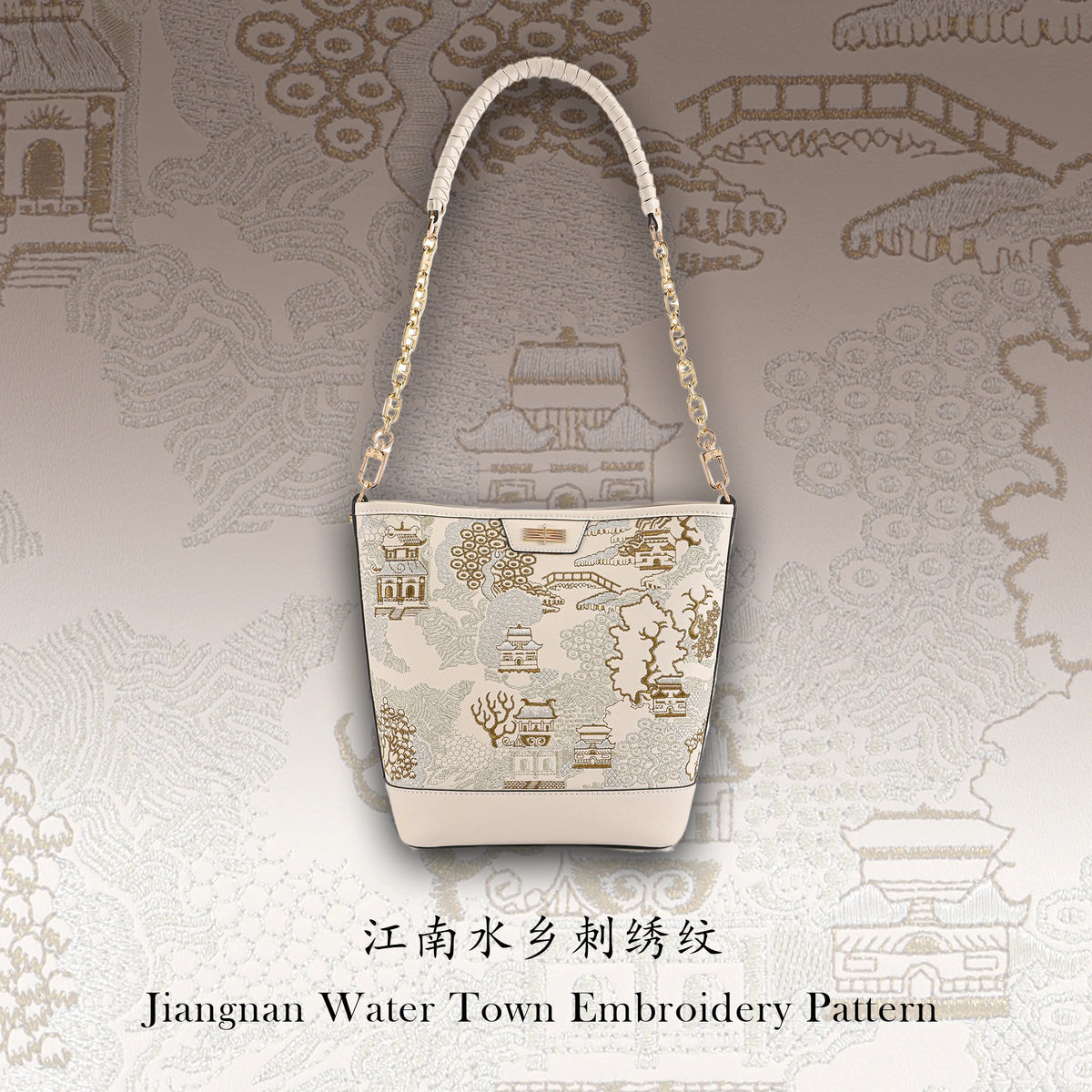 Bolso de mano de lujo bordado a mano de Suzhou con estampado oriental