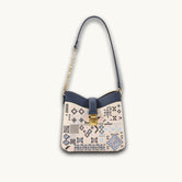 Handmade Chinese Color-Blocking Embroidered Genuine Leather Crossbody Bag