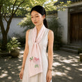 Load image into Gallery viewer, Heritage Peony Motif Su Embroidery Mulberry Silk Scarf — "Crown of Spring"
