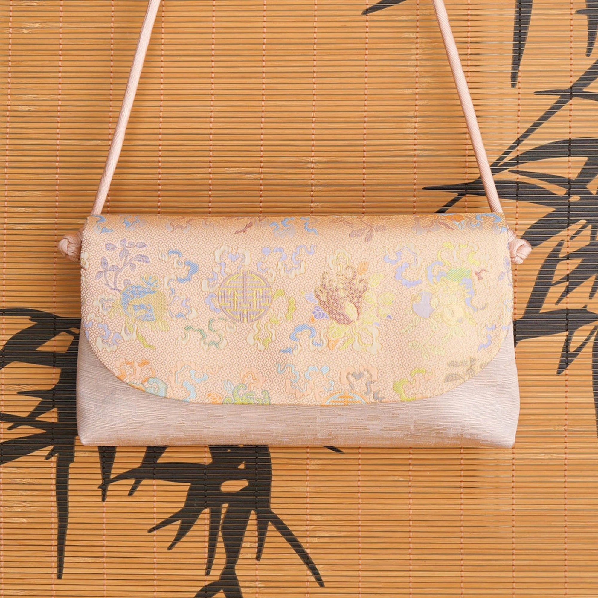 Luxury Handcrafted Chinese Song Brocade Blush Pink Crossbody Bag