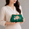 Load image into Gallery viewer, Chinoiserie Luxury Green Suzhou Embroidery Floral Mulberry Silk Frame Handbag
