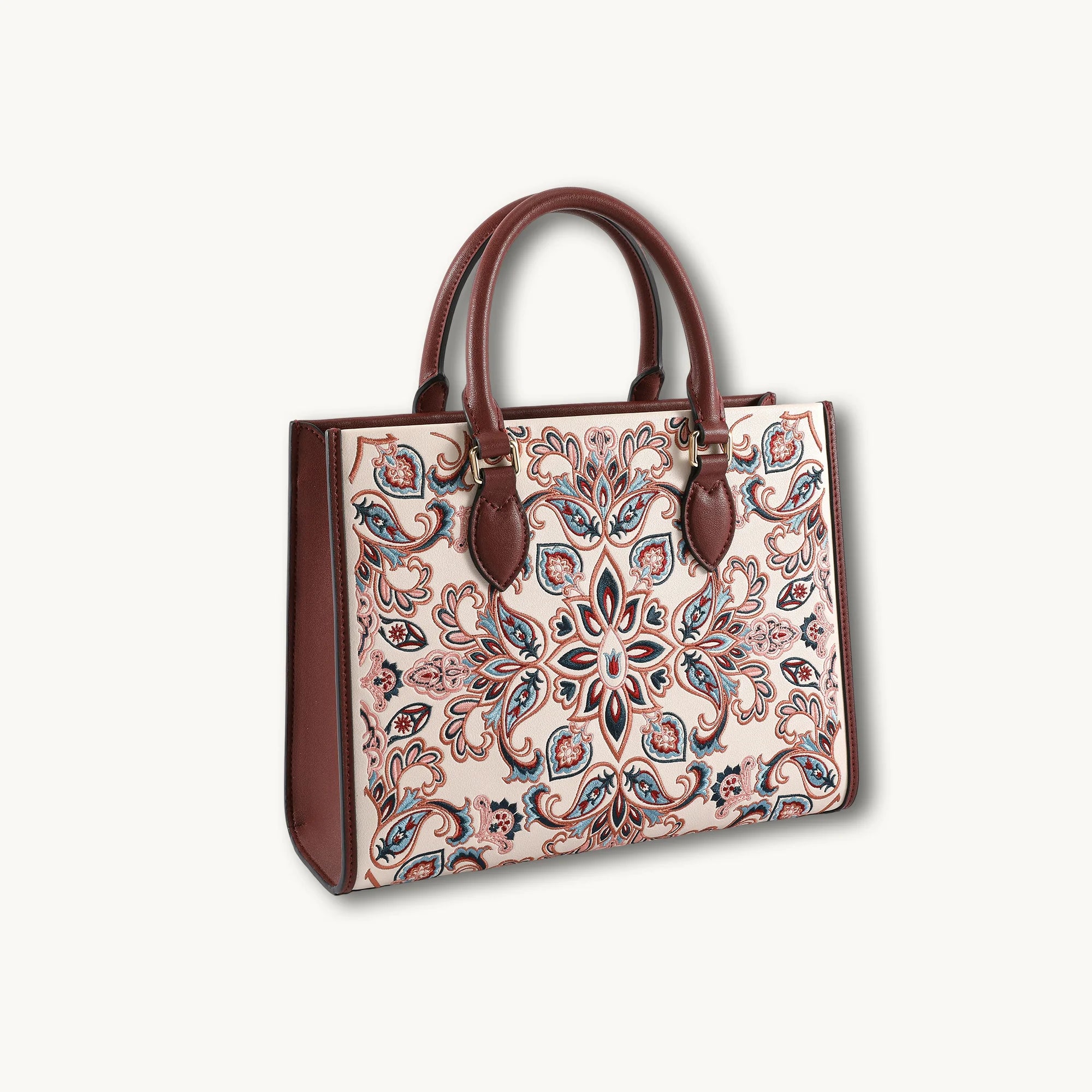 Heritage Baoxiang Flower Motif Su Embroidery Leather Tote Bag