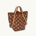 Load image into Gallery viewer, Embroidered Genuine Leather Bucket Tote Bag with Adjustable Strap
