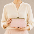 Load image into Gallery viewer, Luxury Chinese Pink Song Brocade Silk Frame Handbag with Dingsheng Motif
