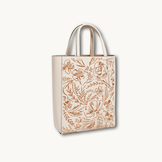 Heritage Chinese Embroidery Leather Tote Bag — Floral Motif Artisan Stitching