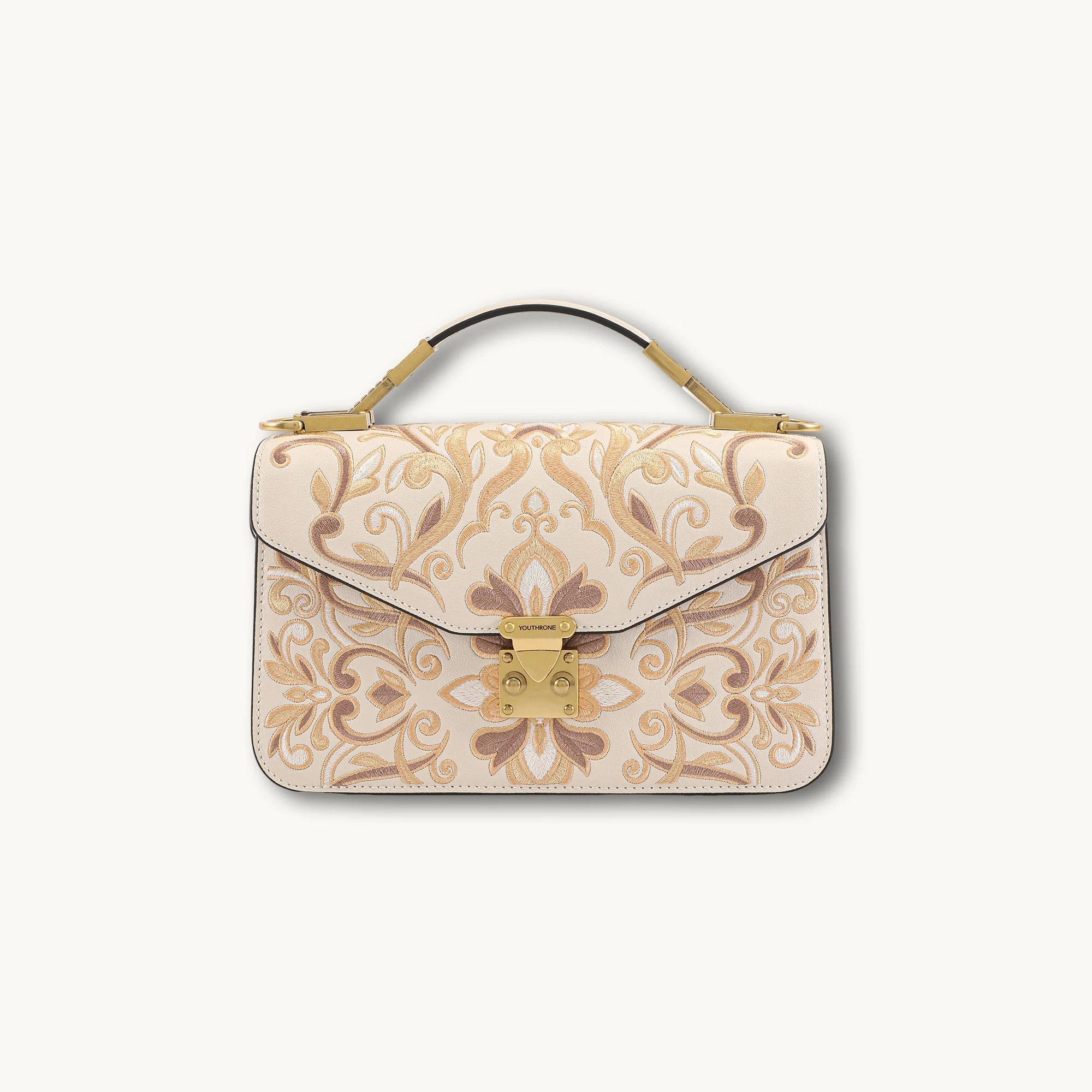Vintage Jacquard Flap Handbag with Gold Clasp