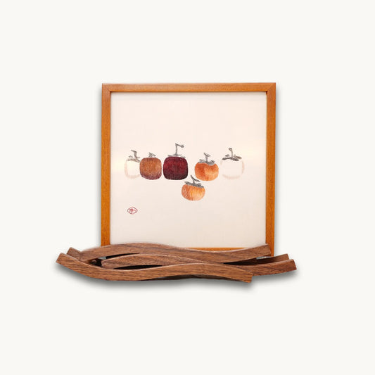 Museum-Quality Handcrafted Silk Suzhou Double-Sided Embroidery Ornament — Moonrise Over the Sea: Six Persimmons