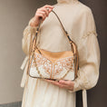 Load image into Gallery viewer, Artisan Hand-Embroidered  Leather Floral Crossbody Bag with Chain Detail
