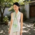 Load image into Gallery viewer, Hand-Embroidered Su Embroidery Mulberry Silk Scarf — "Jade Blossom"
