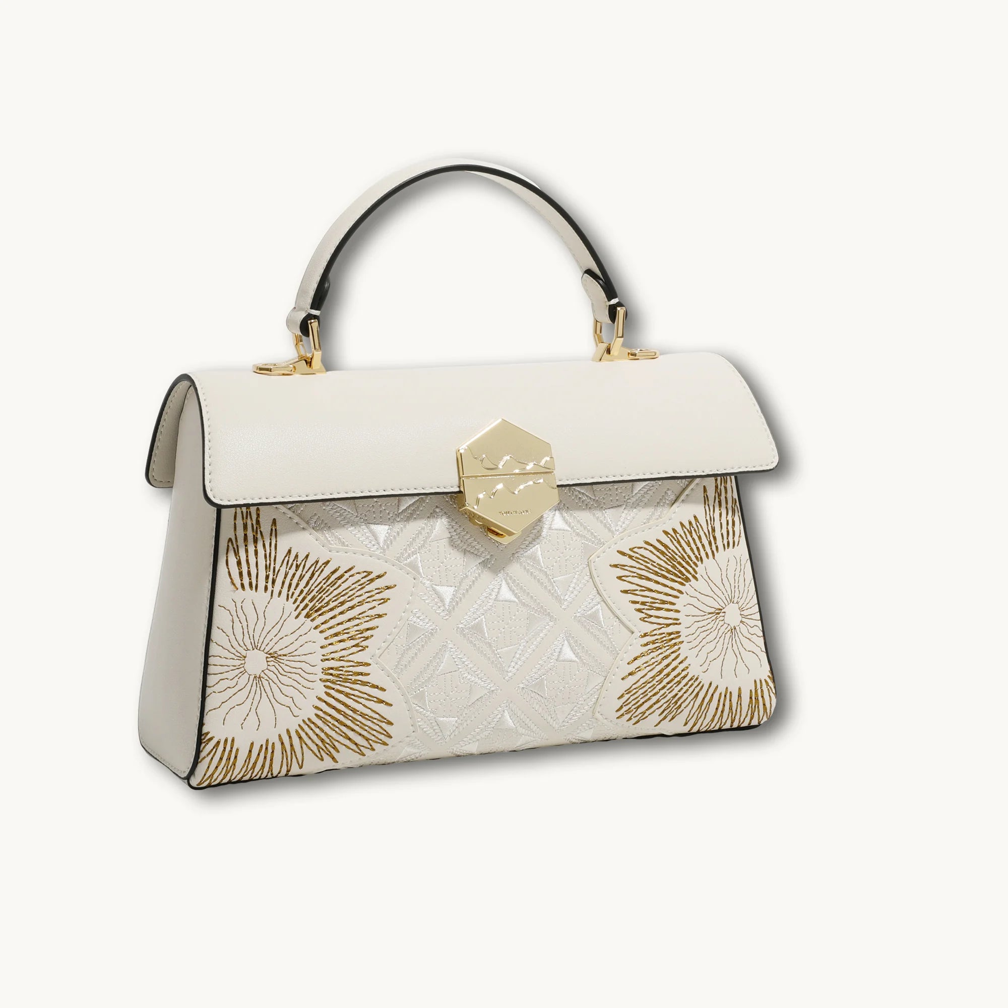 Luxury Heritage Radiant Bloom Embroidery Leather Flap Bag