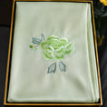 Load image into Gallery viewer, Hand-Embroidered Su Embroidery Mulberry Silk Scarf — "Jade Blossom"
