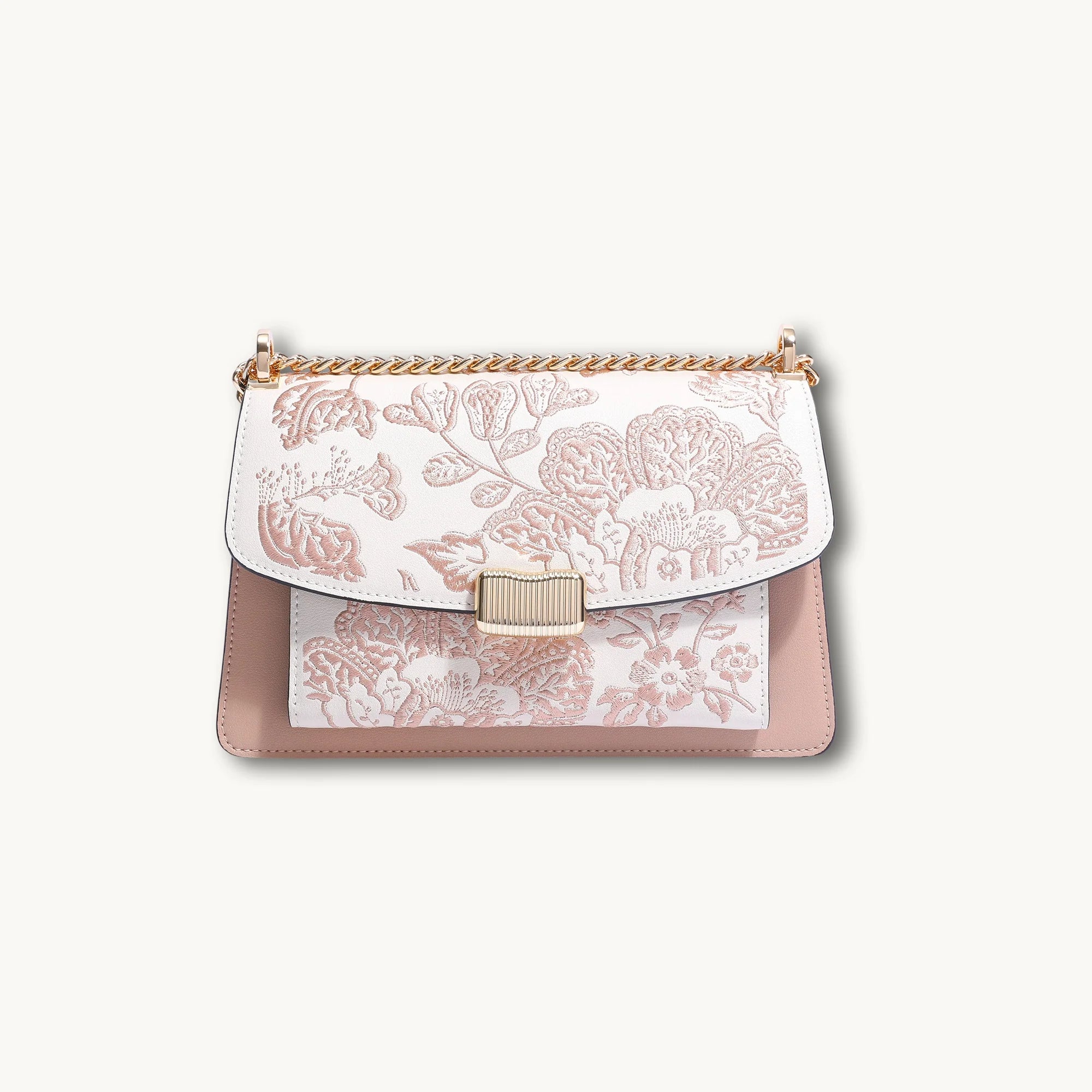 Heritage Crabapple Blossom Su Embroidery Leather Chain Accordion Bag