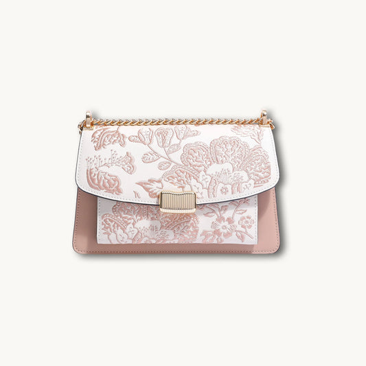 Heritage Crabapple Blossom Su Embroidery Leather Chain Accordion Bag