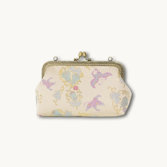 Luxury Chinese Fulu Prosperity Song Brocade Silk Frame Handbag with Vintage Clasp