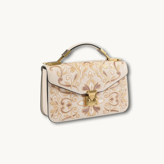 Vintage Jacquard Flap Handbag with Gold Clasp