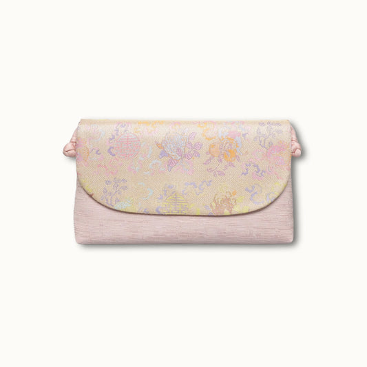 Luxury Handcrafted Chinese Song Brocade Blush Pink Crossbody Bag
