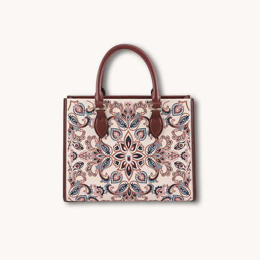 Heritage Baoxiang Flower Motif Su Embroidery Leather Tote Bag