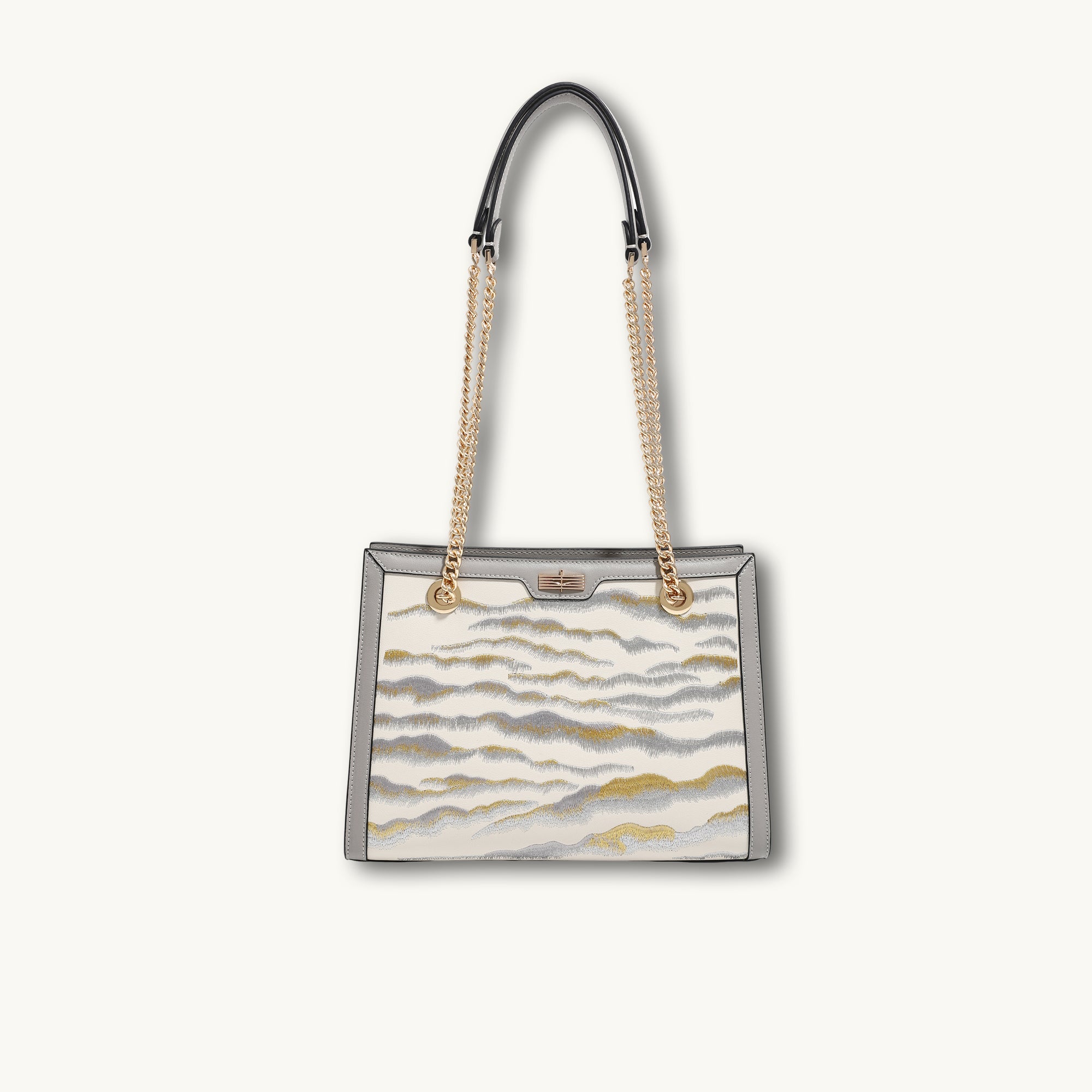 Heritage Mountain Range Su Embroidery Leather Tote Bag