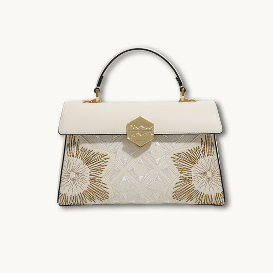 Luxury Heritage Radiant Bloom Embroidery Leather Flap Bag
